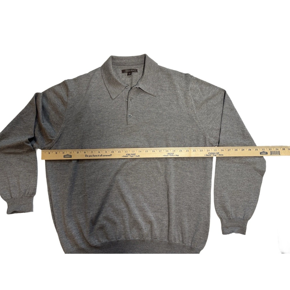 Nordstrom Men's Gray Collared Long Sleeve Merino Wool Sweater XXL - Picture 3 of 5